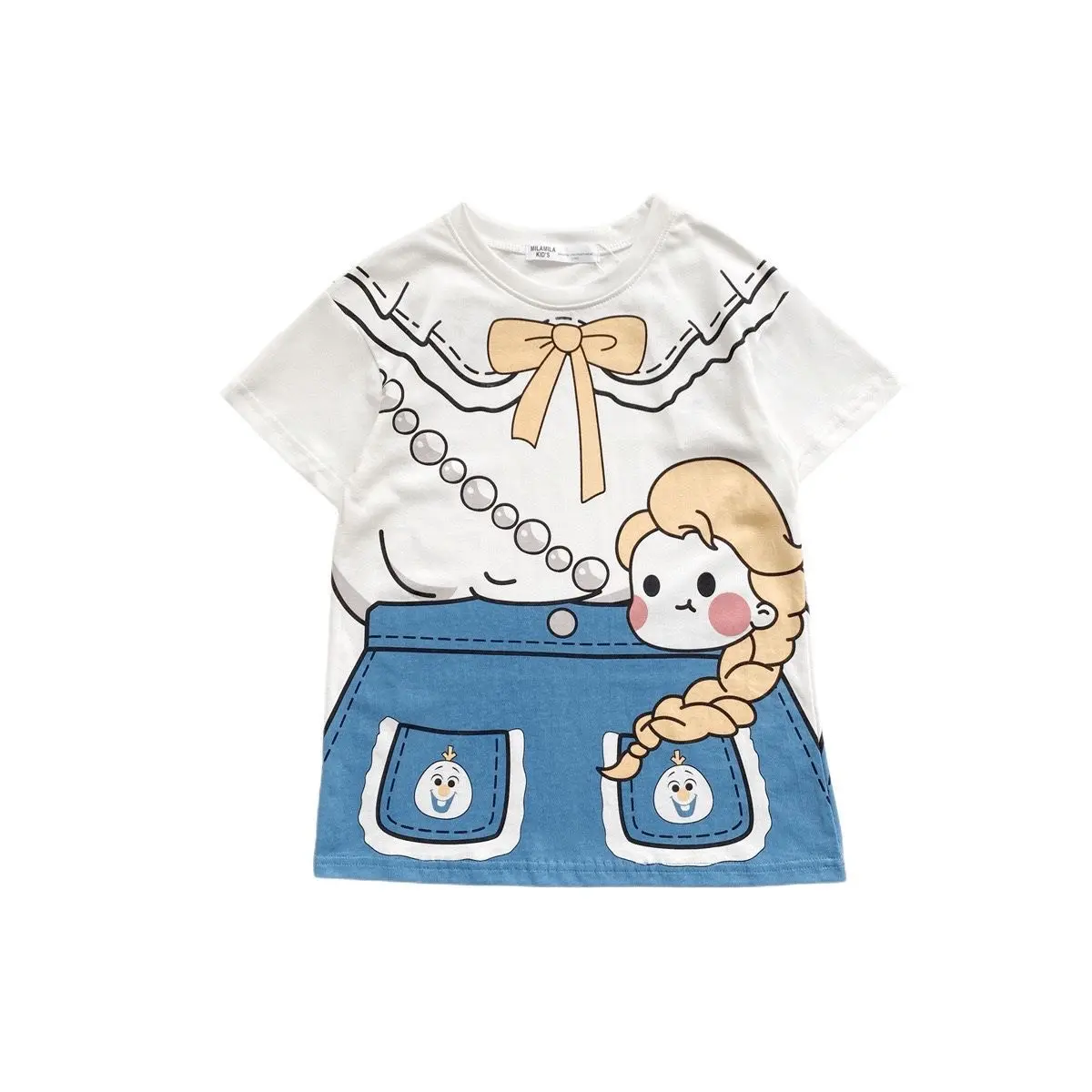 Ins Summer Baby Girlsプリントかわいいドレス子供甘い漫画Tシャツロングスカート