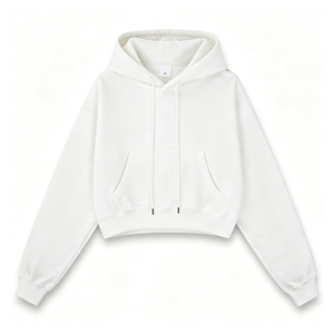Sudadera Corta de Lana para Mujer, Estilo Urbano, Color Sólido, Casual, con Logotipo Personalizado, de Alta Calidad, para Otoño - Product Image 3