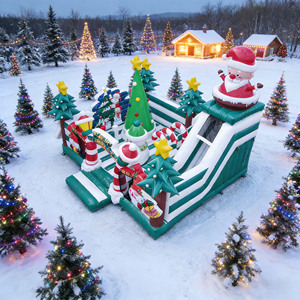 Château gonflable commercial Père Noël et Bonhomme <span class=keywords><strong>de</strong></span> neige en PVC avec garantie <span class=keywords><strong>de</strong></span> 3 ans, capacité supérieure à 500 kg pour enfants - Product Image 1