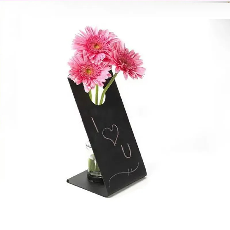 Fábrica de hotel restaurante L forma de pmma de plexiglás de mesa negro tienda menú soporte acrílico signo junta con flores florero