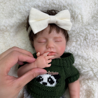 30cm Silikon Reborn Baby Puppe Lebensechte Schlafende Neugeborene Weiche Realistische Silikonpuppe mit Handbemaltem Wangenrouge und Haaren