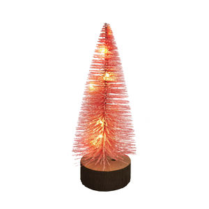 Pre-Lit Christmas Decorations Mini Artificial Christmas <b>Tree</b> <b>Bottle</b> <b>Brush</b> <b>Trees</b> with Wooden Base for Home Party Table Craft - Product Image 1