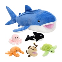 Peluche douce en forme de requin baleine avec animaux marins à l'intérieur, jouet en peluche pour enfants et amoureux de la mer