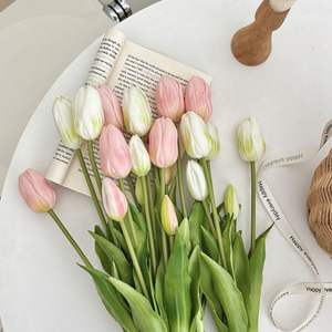 Ramo de Tulipanes de Silicona, Flor Artificial de Goma Suave, Alta Simulación, Decoración para el Hogar, Accesorios para Bodas, Arreglo Floral de Primavera - Product Image 1