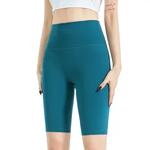 OEM Sportswear Custom Active Apparel Running Sports Fitness Quick Dry Yoga Shorts Women Breathable High Waist Yoga Shorts