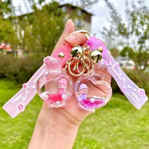 2025 Acrylic Liquid Keychain <b>Floating</b> Quicksand Perfume Bottle, Heart Drift Bottle Pendant for Girls Cute Gift - Product Image 3
