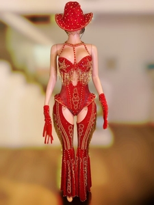 Combinaisons <span class=keywords><strong>sexy</strong></span> à franges et strass, chapeaux, tenues de cow-boy pour femmes, costumes de festival de musique, costumes de pom-pom girls, costumes de DJ, costumes de chanteuses, costumes de showgirl, costumes de performance - Product Image 2