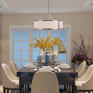 Lámpara colgante de tela moderna, pantalla de tambor, níquel cepillado, lámpara de techo colgante ajustable - Product Image 2