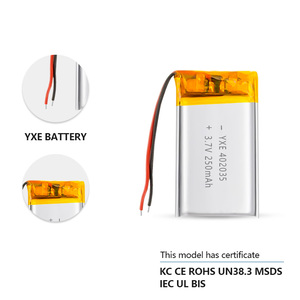 YXE Factory Deep Cycle 3.7V Capacité personnalisée 402035 Protection contre les surcharges Batteries lithium-ion à poche semi-solide rechargeables - Product Image 4
