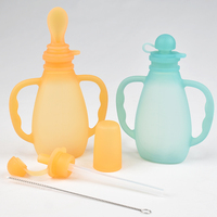 Pochette alimentaire en silicone pour bébé avec doubles poignées, réutilisable, distributeur de nourriture à presser, qualité alimentaire, pour l'autonomie alimentaire des nourrissons et les aliments complémentaires
