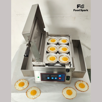 Machine commerciale automatique pour œufs cuits à la vapeur, œufs ronds, galettes de viande et frites, 6 pièces/lot pour burgers