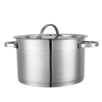 Pot à sauce en acier Offres Spéciales 201 Pot à soupe Grand pot à bouche droite Double poignées en acier inoxydable Compatible avec la cuisinière à gaz
