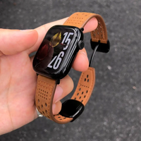 Bracelet de montre Ouruoxi en cuir Crazy Horse souple, fermoir magnétique, bracelet en cuir véritable pour Apple Watch Series