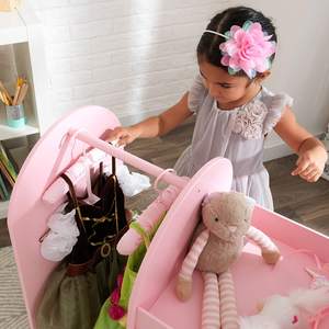 Stazione di Travestimento in Legno per Bambini, Organizzatore di Vestiti, Arredo con <span class=keywords><strong>Appendiabiti</strong></span> e Specchio - Product Image 5