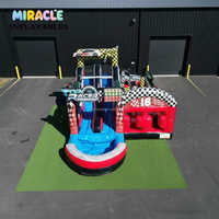 Parcours d'obstacles gonflable de course avec toboggan aquatique, aire de jeux gonflable commerciale
