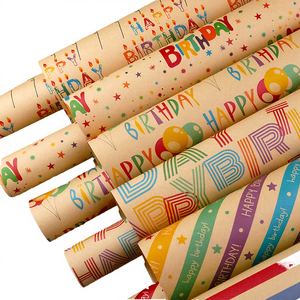 Rouleau de papier kraft pour emballage cadeau, écologique, non couché, avec motifs colorés pour fêtes et loisirs créatifs - Product Image 4