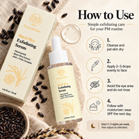 Sérum exfoliant au niacinamide, AHA, PHA, à base de riz noir fermenté, purifiant les pores, équilibrant l'huile, lissant et éclaircissant le teint
