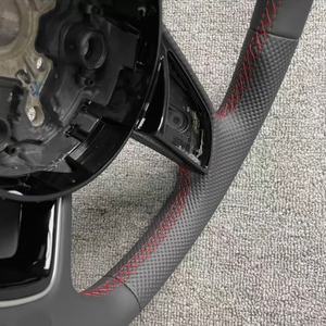 Volant en cuir pour Audi B9 A3 A4 A5 RS3 RS4 RS7 <span class=keywords><strong>A8</strong></span> Q5 Q7 TT R8 S6 B8 RS5 S3 S4 S5 A6 Volant rouge - Product Image 2