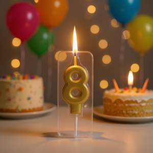 Vela de Cumpleaños con Número 8 Dorado de Party Love, 4.5 cm - Product Image 3