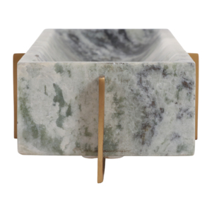 Vassoio moderno in marmo con dettagli in metallo per gioielli o come vassoio decorativo per il bagno - Product Image 6