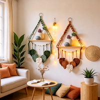 Étagère murale en macramé faite à la main, support flottant en corde de coton pour la décoration murale du salon