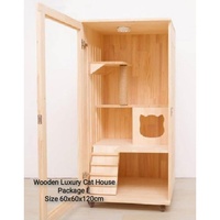 Villa pour chat en bois au design moderne, maison d'intérieur de luxe pour animaux de compagnie avec fenêtre de ventilation, plateau amovible, facile à nettoyer, meuble.