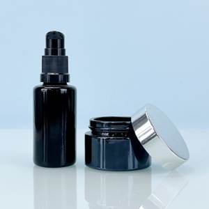 High-end Lotion <b>Bottle</b> with Pump Cap Custom Designed Silk Screen logo Black UV protection Violet Glass <b>Bottle</b> with <b>Dropper</b> Cap - Product Image 4