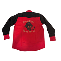 Kemeja Kerja Las Tahan Api (FR) Dua Warna Lengan Panjang CAT2 EN 11612 NFPA 2112, Bahan Twill Bernapas, Pewarnaan Benang, Promo Hot Sale