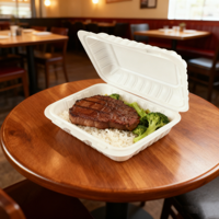 Boîte à lunch jetable personnalisée pour emporter, en PP de qualité alimentaire, MFPP, écologique, biodégradable, sans BPA, utilisable au micro-ondes