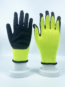 Guantes de Trabajo Recubiertos de Goma Texturizada Amarillo Fluorescente, Antideslizantes, Duraderos, de Alta Visibilidad, Guantes de Seguridad para Trabajo - Product Image 2
