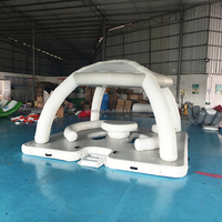 Nouvelle arrivée gros ponton pont de bain eau loisirs île driftsun gonflable flottant quai plate-forme tapis gonflable avec tente
