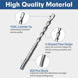 17PCS búa khoan bit thiết lập và đục đặt sds-cộng với Carbide-Tipped khoan bit và đục cho bê tông gạch đá nề - Product Image 4