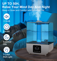Humidificateur d'air ultrasonique 5L, humidificateur à brume à 3 vitesses, minuterie 2/4/8H, humidificateur à faible bruit avec huiles essentielles et aromathérapie