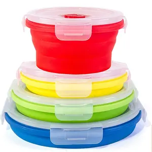 Mini viagem tigela dobrável silicone tigela arroz redondo