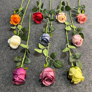 Rose artificielle en soie à tête unique, réaliste, pour mariage, décoration de la maison, Saint-Valentin, bouquet, accessoires de paysagisme - Product Image 2