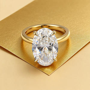 Bague de mariage classique en or jaune 18 carats plaqué or, diamant de laboratoire ovale sur mesure Goldleaf, certifié IGI, pour femme, 5,9 g - Product Image 1