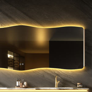 Ensemble de meubles de salle de bain de luxe en marbre de style français avec <span class=keywords><strong>lavabo</strong></span> intégré en céramique, coiffeuse et miroir LED intelligent - Product Image 5