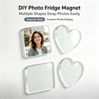 Kit de fabrication d'aimants de réfrigérateur en acrylique transparent DIY, ensemble de création de photos personnalisées, aimants de réfrigérateur pour photos