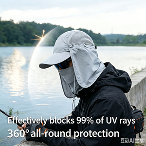 หมวกตกปลา UPF 50+ หมวกป้องกันแสงแดด UV สำหรับกิจกรรมกลางแจ้ง พร้อมผ้าคลุมคอ หน้ากากปิดหน้า และปลอกแขน ของขวัญโปรโมชั่น - Product Image 4