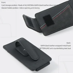 Fabriqué en <span class=keywords><strong>Alcantara</strong></span> pour <span class=keywords><strong>BMW</strong></span> E90 E60 F10 F30 F20 G30 G20 X1 X3 X5 Intérieur de voiture Porte-lunettes multifonctionnel Clip de carte Accessoires - Product Image 6