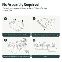 Canapé modulaire d'angle compressé sous vide en tissu velours côtelé avec housse amovible et lavable pour salon