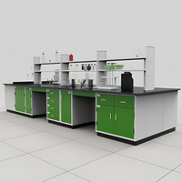 Meubles de laboratoire commerciaux en acier métallique pour écoles, type table de laboratoire commerciale et banc de laboratoire en îlot avec armoires