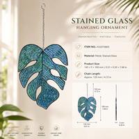 El Yapımı Monstera Yaprağı Güneş Yakalayıcısı 7,5 İnç Vitray Metal Çerçeveli Tropikal Dekor Toptan OEM Denetim Hazır