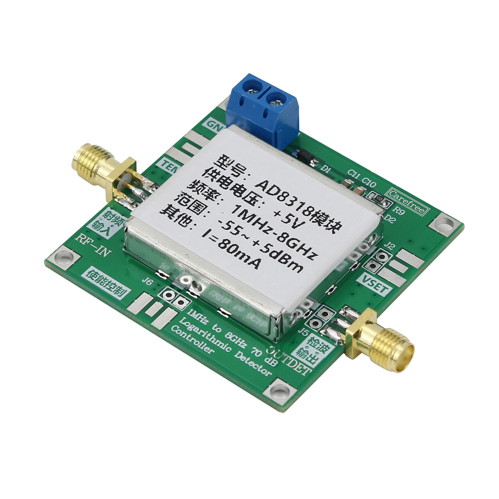 AD8318 Détecteur Logarithmique RF Haute Précision – Compteur Puissance 0.1-440 MHz, RSSI, Contrôle Puissance & Détection Impulsions