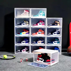 Customized PP And ABS Sneaker Storage Drop Open Front Open Shoe Box Waterproof Dustproof Shoe Cabinet Lazy Susan Home Organizer