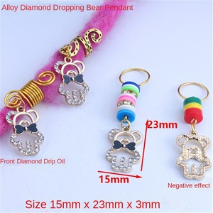 1 sac Dirty Braid Hairpin Hairpin Buckle Girl's Headwear Braid Alloy Point Drill Oil Drop Bear Pendant European American Style Party - Product Image 4