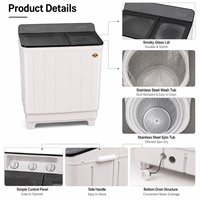 Lave-linge semi-automatique 10 kg en acier inoxydable à double cuve pour la vente en gros aux entreprises de blanchisserie