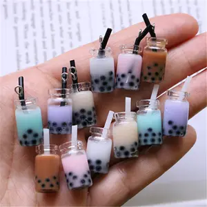 Résine dégradé perle colorée lait thé bouteille en verre charmes pendentifs pour bijoux bricolage boucles d'oreilles Bracelet collier fabrication