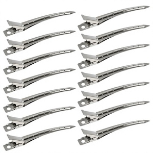 12 pinces à bec de canard en métal antirouille, pinces crocodiles latérales pour la <span class=keywords><strong>coupe</strong></span> de cheveux, la teinture et le maquillage, pinces pour franges - Product Image 1