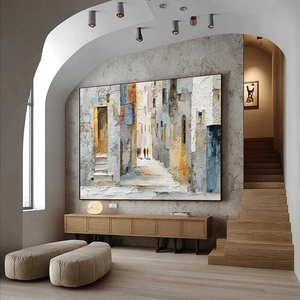 Golden Passage Textured Impasto Canvas Still Life Paintings of a Sunlit European Alleyway Handmade <b>Framed</b> Wall Decorative Arts - Product Image 6